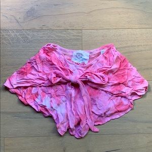 Blue Life Pink & White Tie-dye Shorts w/ Front Tie